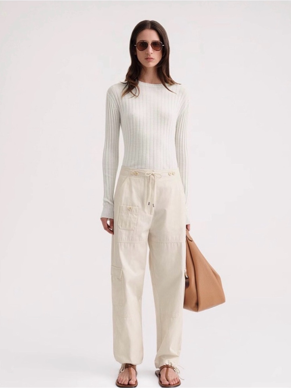 TOTEME Ecru Organic Cotton Cargo Trousers – Size 32